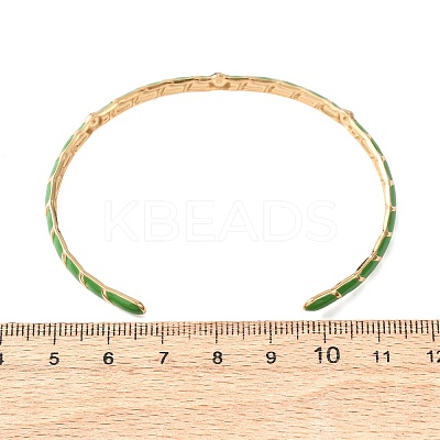 304 Stainless Steel Enamel Cuff Bangles for Women LS-BJEW-H637-02A-G-1