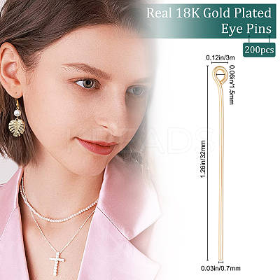 200Pcs Brass Eye Pins KK-BBC0002-89-1