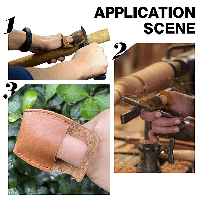 3Pcs 3 Colors Cowhide Thumb Protector for Woodwork Carving AJEW-GO0001-69-1
