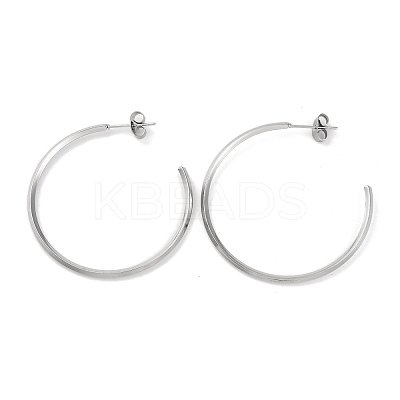 304 Stainless Steel Ring Stud Earrings EJEW-K295-01A-P-1