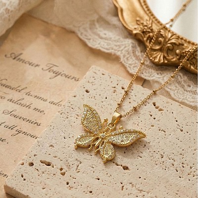 Brass Micro Pave Clear Cubic Zirconia Hollow Pendant Necklaces for Women WGDB1F5-01-1