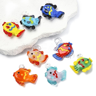 8Pcs 8 Colors Handmade Lampwork Pendants LAMP-YW0004-33-1