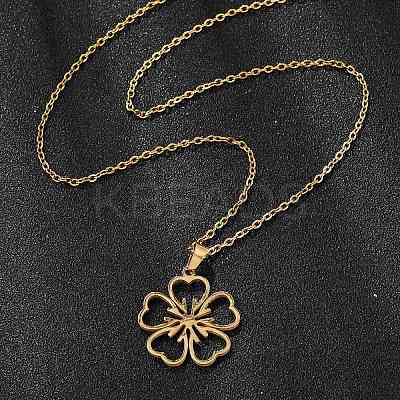 Flower 201 Stainless Steel Pendant Necklaces & Stud Earrings Sets for Women SJEW-Q025-04G-1