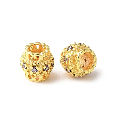 Brass Micro Pave Cubic Zirconia European Beads KK-U067-07G-1