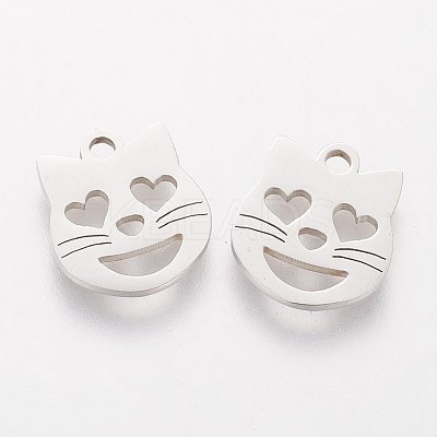 Non-Tarnish 201 Stainless Steel Kitten Charms LS-STAS-Q201-T111-1