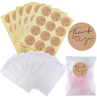 120Pcs Flat Translucent Glassine Waxed Paper Treat Bags Cookie Bags STIC-CP0001-11E-1