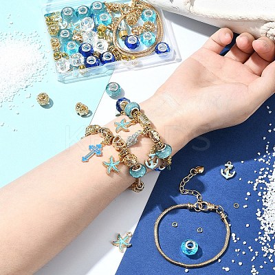 DIY Marine Theme Resin & Alloy Enamel Bead European Bracelet Making Kits DIY-FS0006-87-1