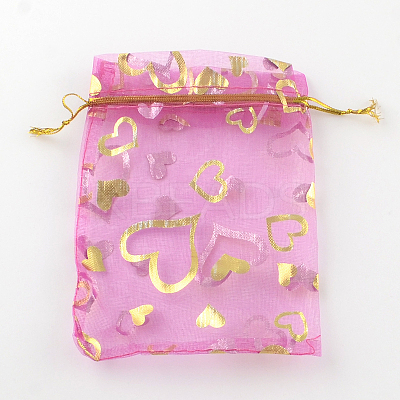 Heart Printed Organza Bags OP-R022-13x18-M-1