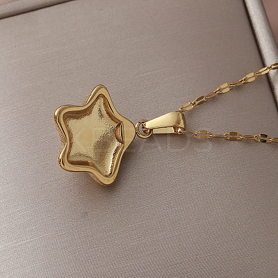 Vintage 304 Stainless Steel Ocean Starfish Pendant Necklaces with Imitation Pearl for Women EC5636-1