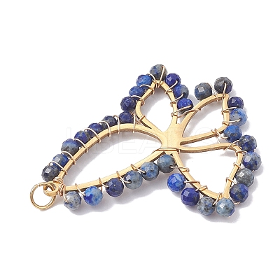 Natural Lapis Lazuli Faceted Pendants PALLOY-JF02564-04-1