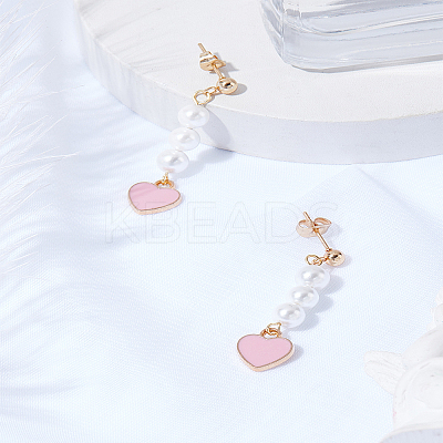 1 Pair Shell Pearl Dangle Earrings EJEW-LP0010-03-1