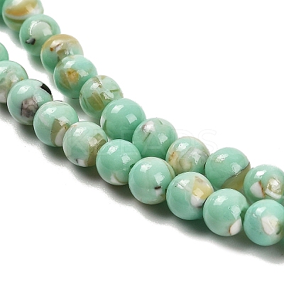 Assembled Synthetic Stone and Trochus Shell Beads Strands G-B128-08A-02-1