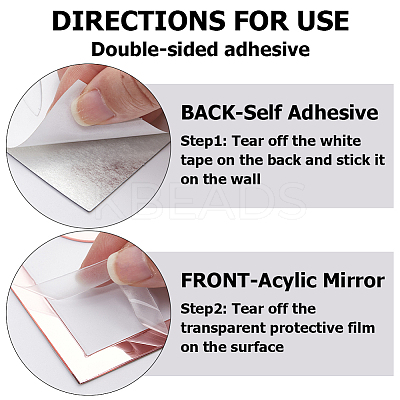 3Pcs Leaf Acrylic Mirror-Like Wall Stickers DIY-WH0304-722A-1