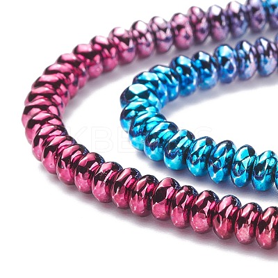 Rainbow Color Electroplate Non-magnetic Synthetic Hematite Beads Strands G-L489-F01-1