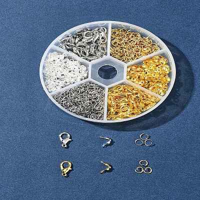 DIY Zinc Alloy Lobster Claw Clasps & 304 Stainless Steel Open Jump Rings & Brass Bead Tips Making Findings Kits DIY-FS0006-92-1