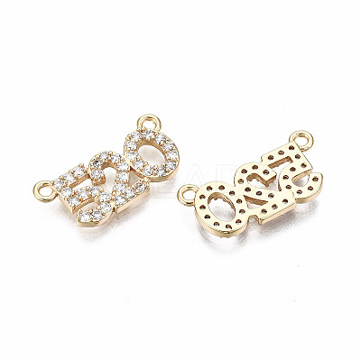 Valentine's Day Theme Brass Micro Pave Clear Cubic Zirconia Pendant Links Connectors KK-T056-76G-NF-1
