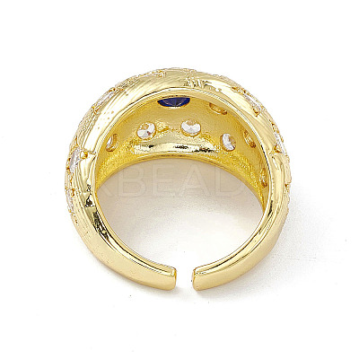 Cubic Zirconia Dome Open Cuff Ring RJEW-P079-09G-01-1