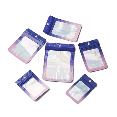 60Pcs 6 Styles Rectangle Glitter Holographic PVC Resealable Packaging Bags ABAG-FP0001-06B-1