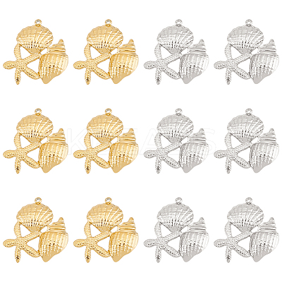 12Pcs 2 Colors 304 Stainless Steel Pendants STAS-UN0051-57-1