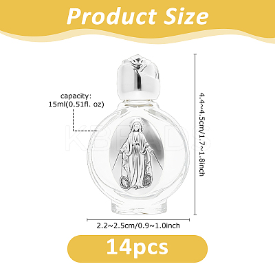 14Pcs Glass Empty Holy Water Bottles for Religious CON-DC0001-23B-1