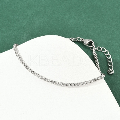304 Stainless Steel Wheat Chain Bracelets for Unisex BJEW-K282-01A-P-1