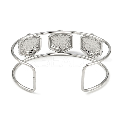 Non-Tarnish 304 Stainless Steel Wide Textured Open Cuff Bangles BJEW-Q348-05P-11-1