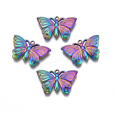 Rack Plating Rainbow Color 304 Stainless Steel Pendant Rhinestone Settings STAS-N098-026-1