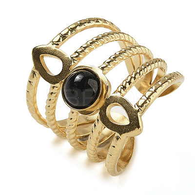 Natural Black Onyx Finger Rings RJEW-U027-08G-08-1