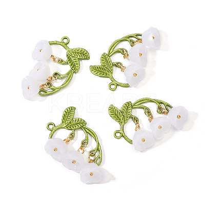 Lily of the Valley Glass Conntctor Charms PALLOY-TAC0098-1