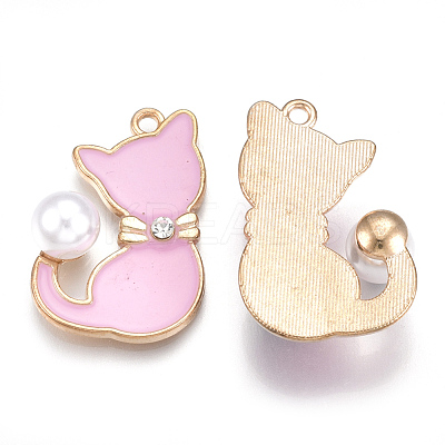 Alloy Enamel Kitten Pendants X-ENAM-S115-045B-1