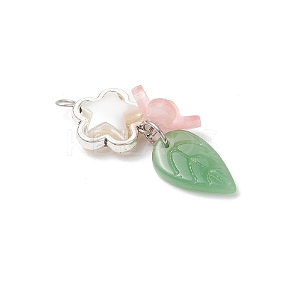 Handmade Lampwork Pendants with 304 Stainless Steel Jump Rings and Cellulose Acetate(Resin) Bead Caps and Tibetan Style Alloy Bead Frames Pendants PALLOY-JF03873-1