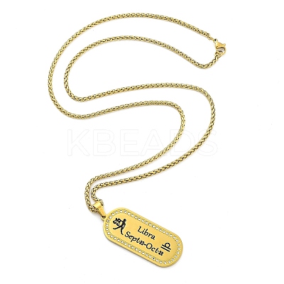 Constellation 304 Stainless Steel Micro Pave Clear Cubic Zirconia Wheat Chain Pendant Necklaces for Women Men NJEW-U007-01I-1
