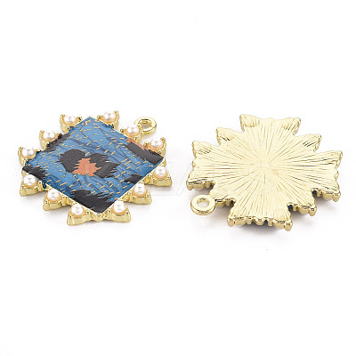 Rack Plating Printed Alloy Pendants ENAM-Q445-006B-NR-1