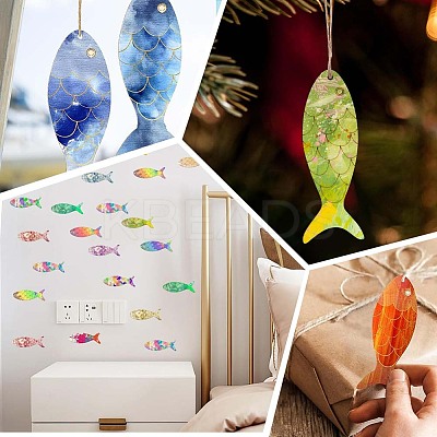 30Pcs Fish Unfinished Wood Cutouts Pendant Decorations DIY-SP0004-52-1