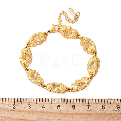 304 Stainless Steel Textured Link Bracelets for Women BJEW-D303-01G-1