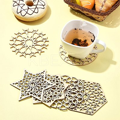 12Pcs 6 Styles Wood Cup Mats AJEW-CJ0001-37-1