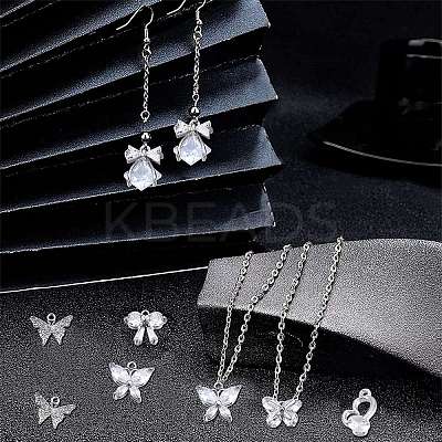 12Pcs 6 Style Brass Inlaid Clear Cubic Zirconia Charms ZIRC-SC0001-12-1