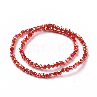 Faceted(32 Facets) Round Full Plated Electroplate Glass Beads Strands EGLA-J130-FP01-1