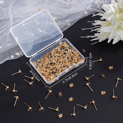 80Pcs 304 Stainless Steel Ball Stud Earring Post DIY-CN0002-05-1