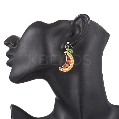 304 Stainless Steel Glass Dangle Stud Earrings EJEW-MZ00524-01-1
