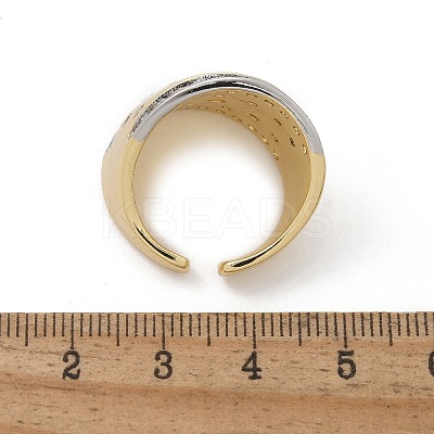 Brass Micro Pave Clear Cubic Zirconia Cuff Rings for Women RJEW-U041-23G-1