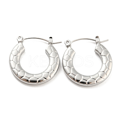 Non-Tarnish Texture Ring 304 Stainless Steel Hoop Earrings for Women LS-EJEW-C067-05P-1