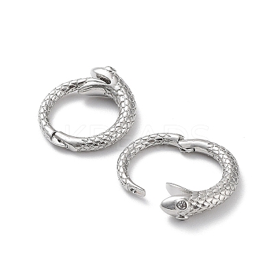 Snake Rack Plating Brass with Cubic Zirconia Twister Clasp EJEW-Z031-01P-1