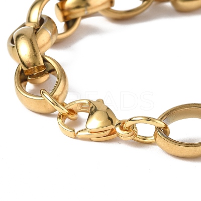 PVD Vacuum Plating 304 Stainless Steel Ring & Oval Link Chain Bracelets for Women Men BJEW-P287-01G-1