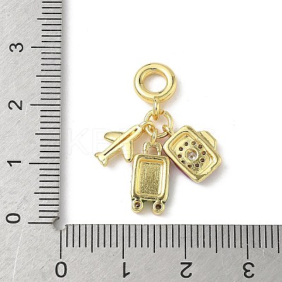 Brass Pave Clear Cubic Zirconia European Dangle Charms KK-I371-02G-1