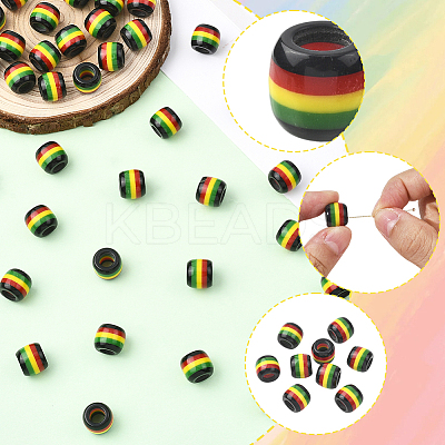 120Pcs Opaque Stripe Resin European Beads RESI-SP0001-56-1
