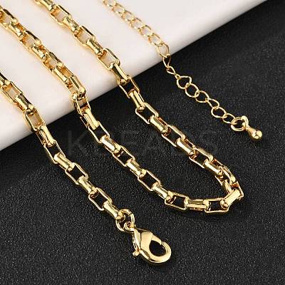 Brass Box Chain Necklaces for Women Men NJEW-F337-06G-1