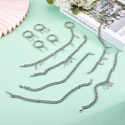 10Pcs 10 Styles 201 Stainless Steel Cuban Link Shoes Chain HJEW-GO00119-1