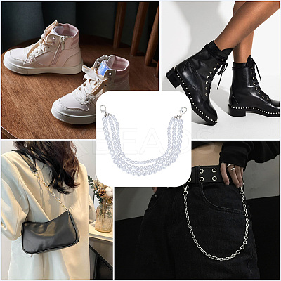 ABS Plastic Pearl Beads Boot Strap Chains AJEW-WH20042-39-1