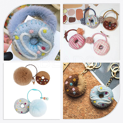 8Pcs 2 Colors Felt Needle Felting Doughnut Ornaments AJEW-BC0001-97-1